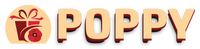 Logo with the word 'POPPY' and a gift box icon on a white background
